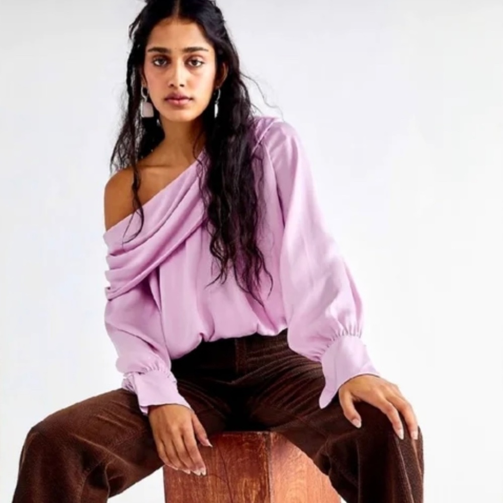 Free People Women's Jenna Off Shoulder Top in Moonlit Orchid in X-Small